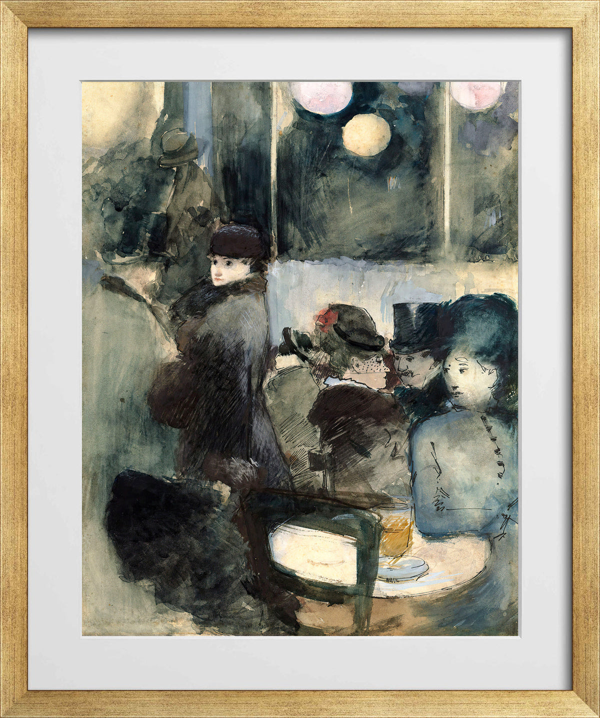 Jean-Louis Forain, Au café — gold frame
