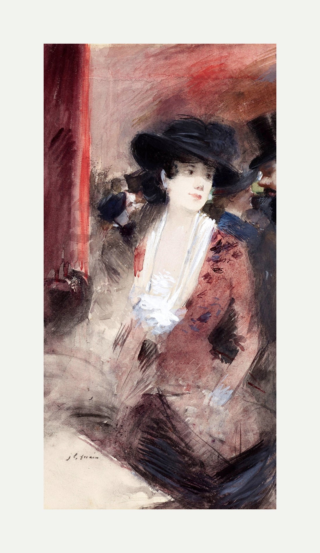 Jean-Louis Forain, Au foyer du théâtre (1883) — rolled canvas
