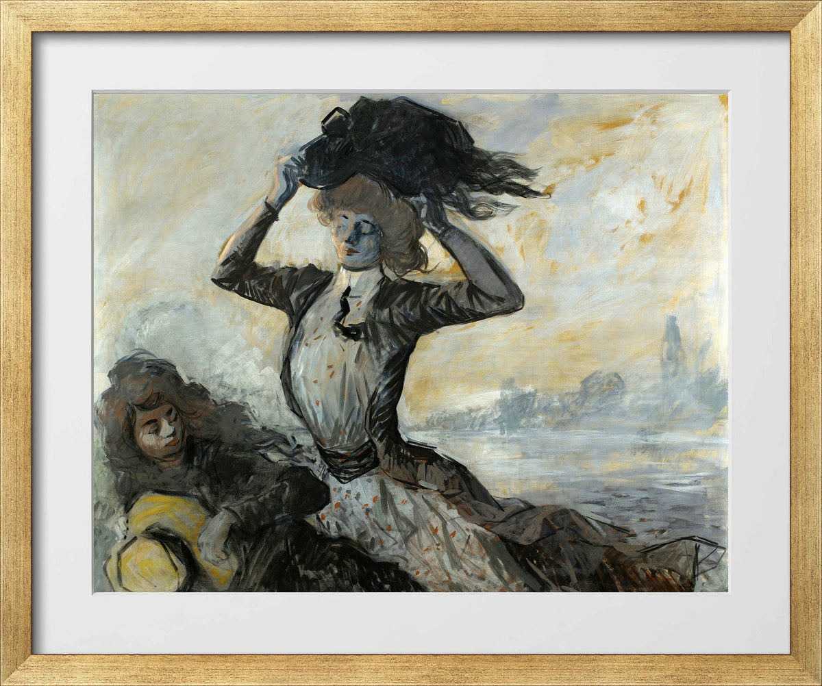 Jean-Louis Forain, Départ, le coup de vent (1900) — gold frame