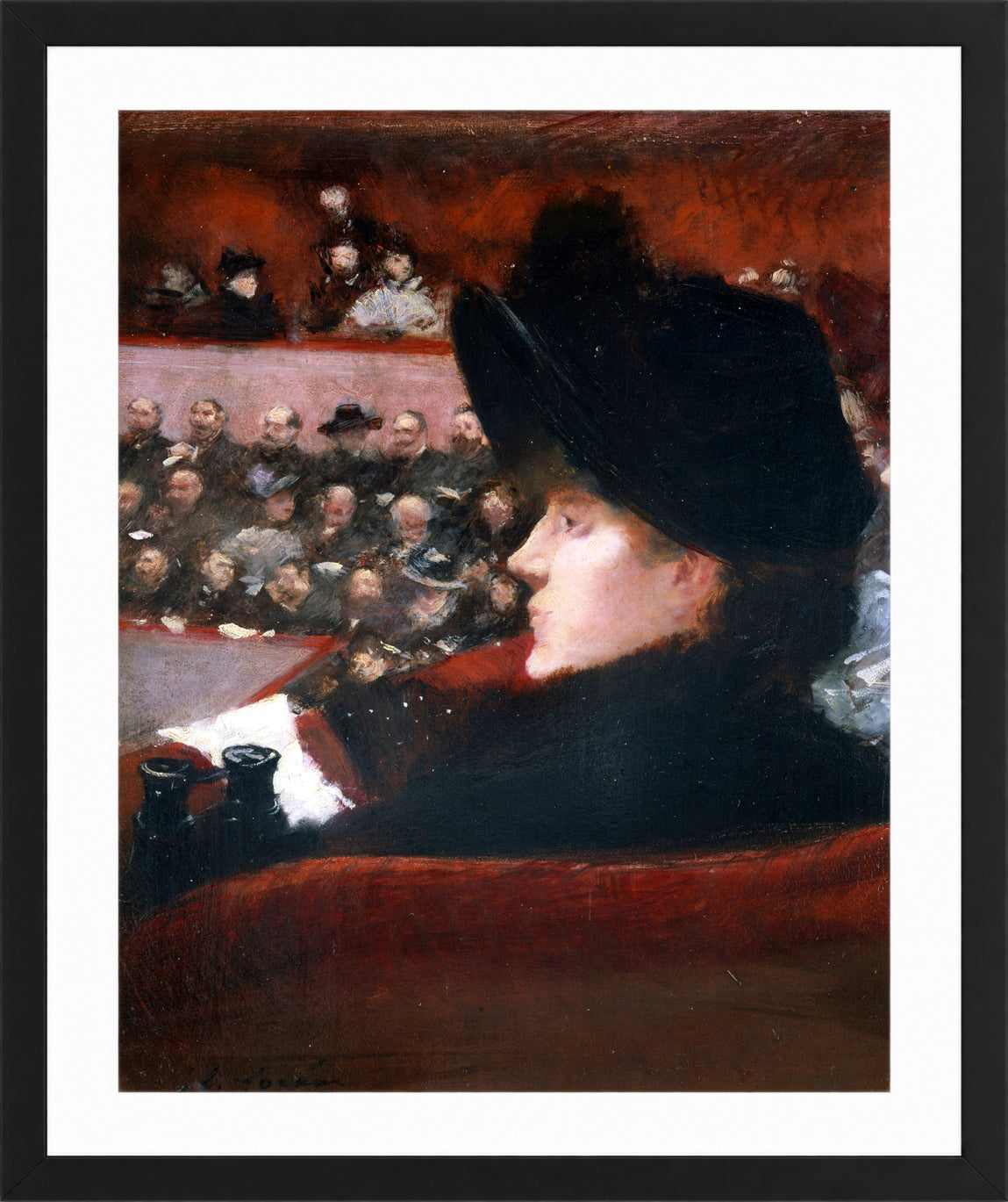 Jean-Louis Forain, La Loge (1880) — black frame
