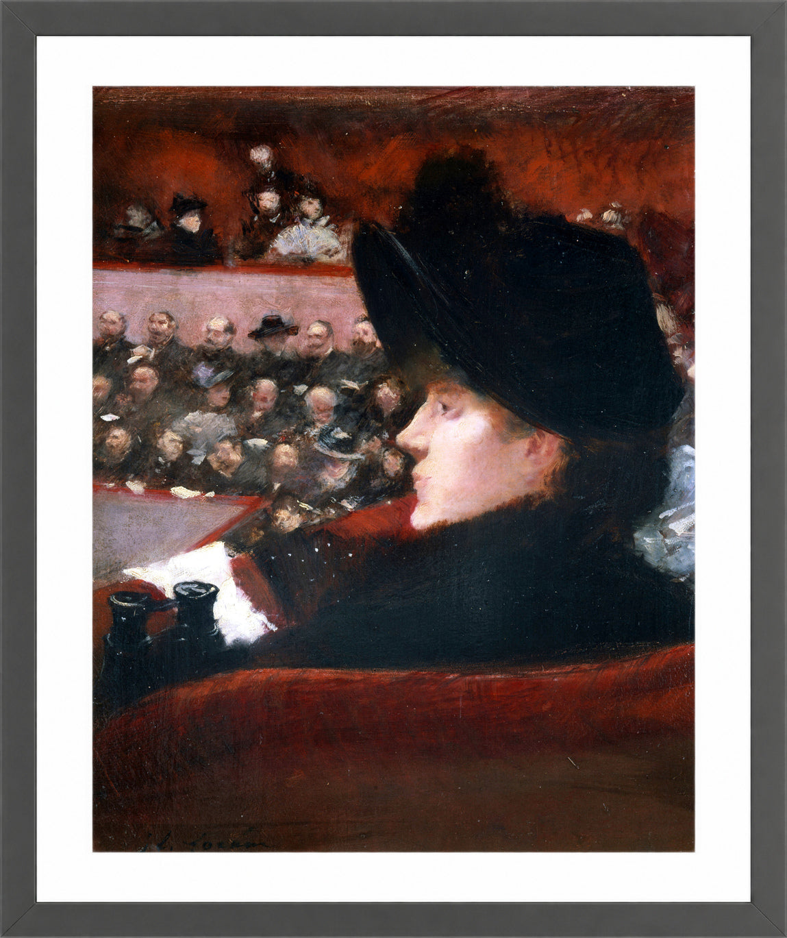 Jean-Louis Forain, La Loge (1880) — dark grey frame