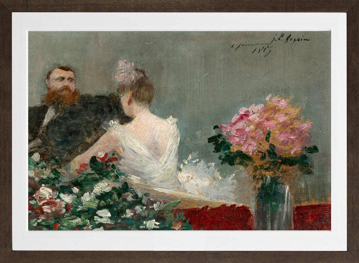 Jean-Louis Forain, La loge fleurie (1885) — brown frame