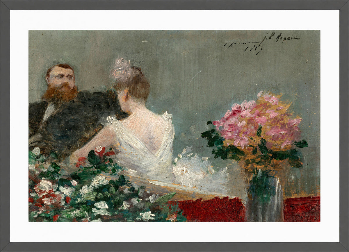 Jean-Louis Forain, La loge fleurie (1885) — dark grey frame