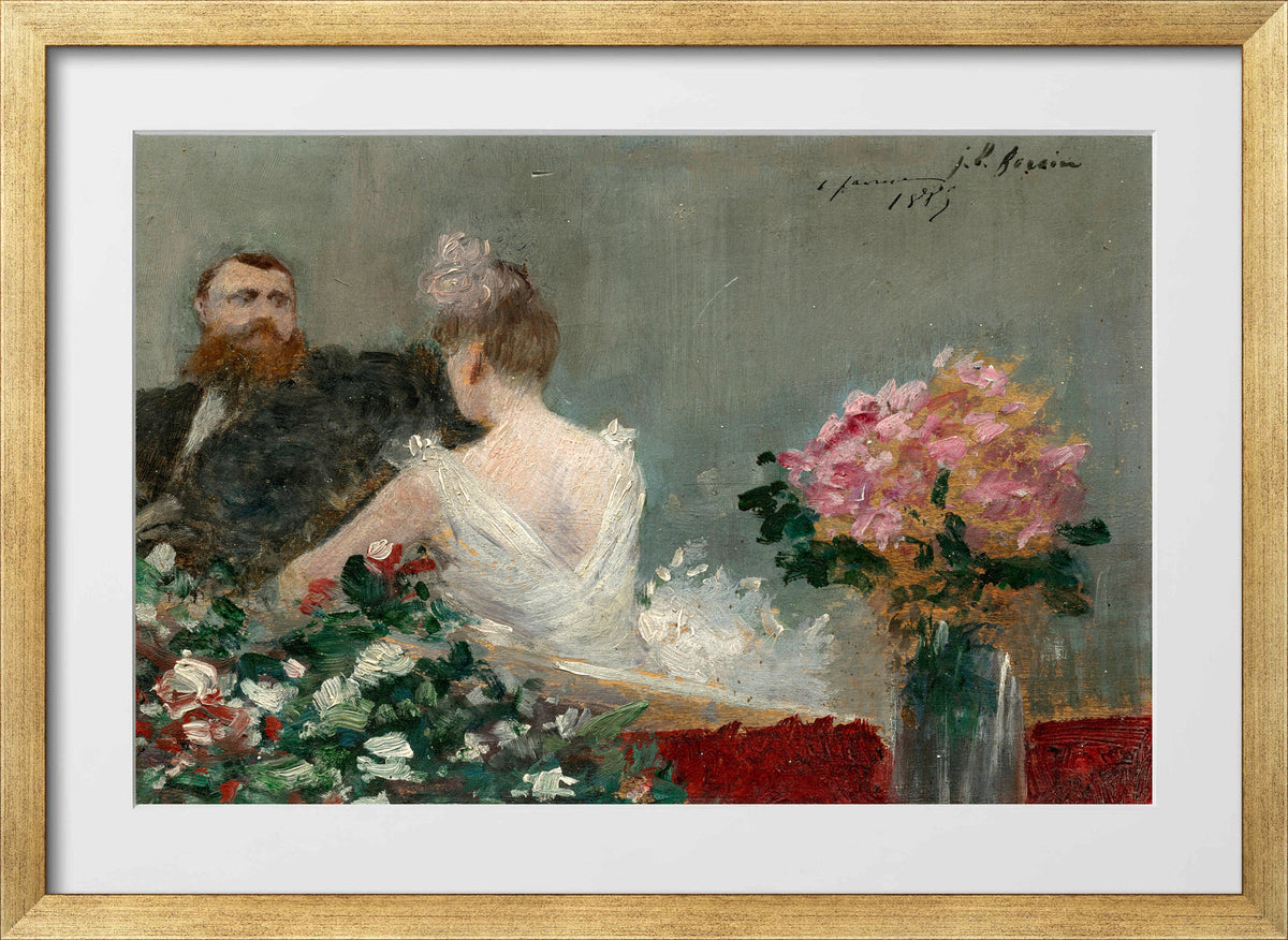 Jean-Louis Forain, La loge fleurie (1885) — gold frame