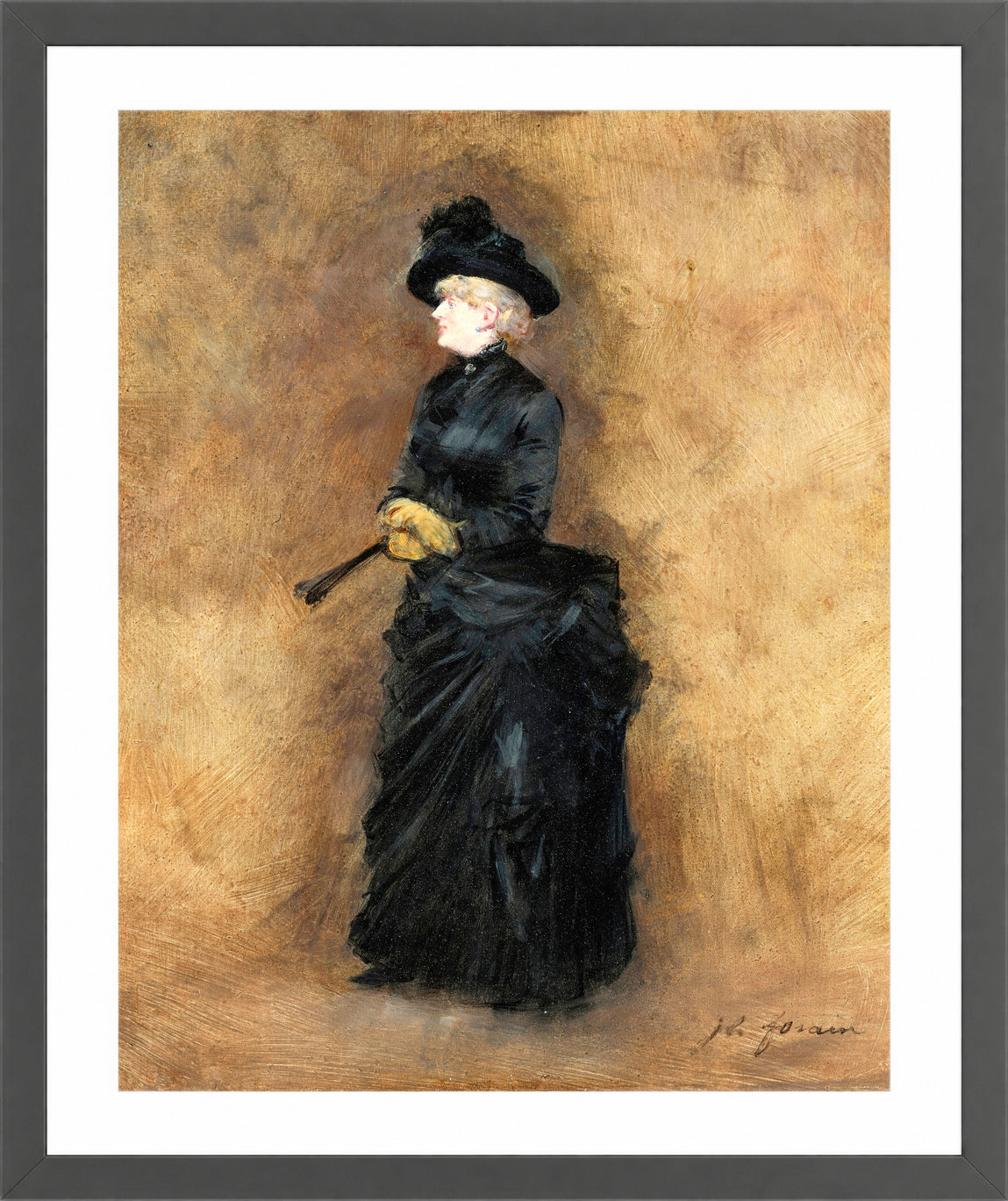 Jean-Louis Forain, L’élégante à l’éventail (circa 1890) — dark grey frame