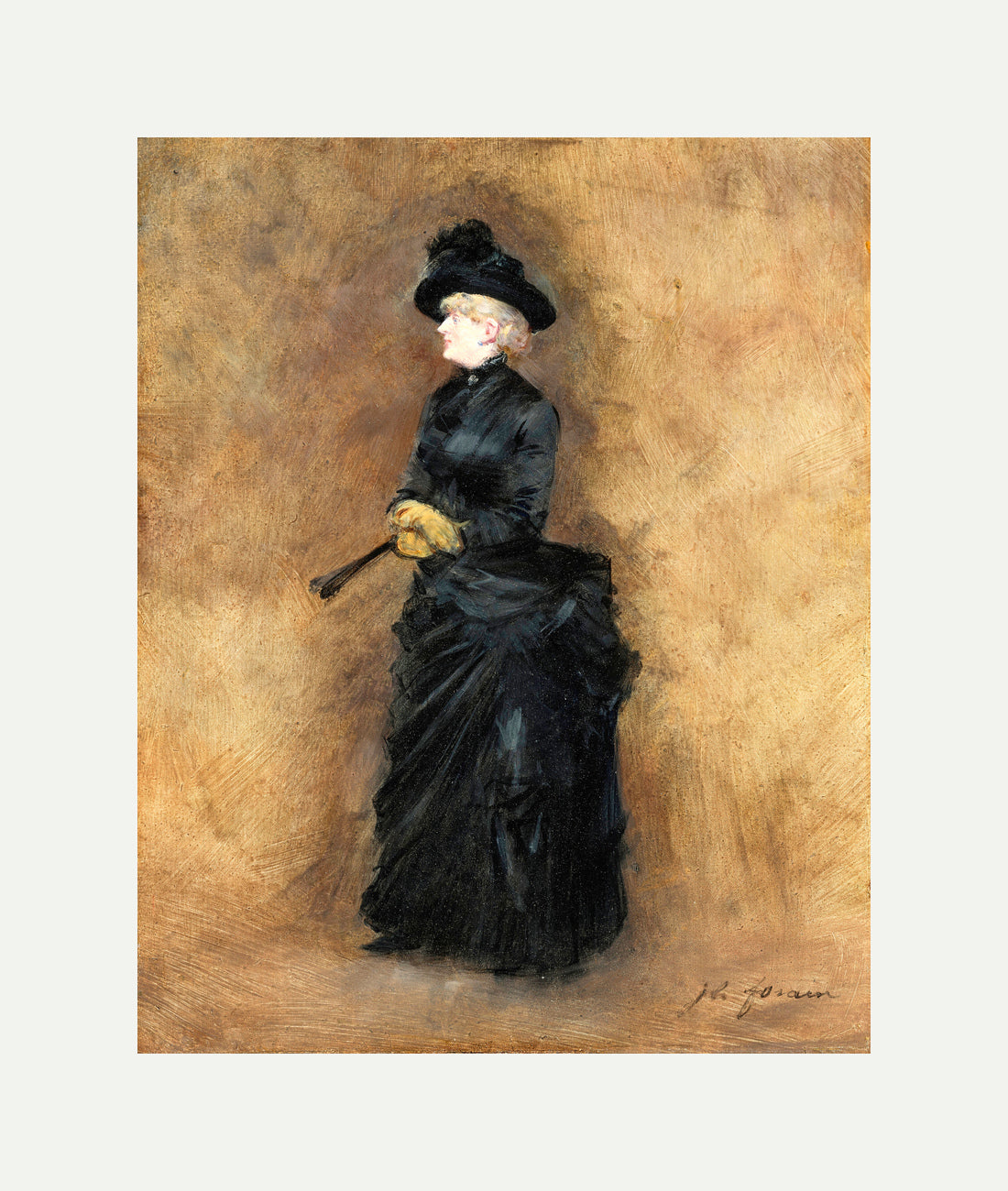 Jean-Louis Forain, L’élégante à l’éventail (circa 1890) — rolled canvas