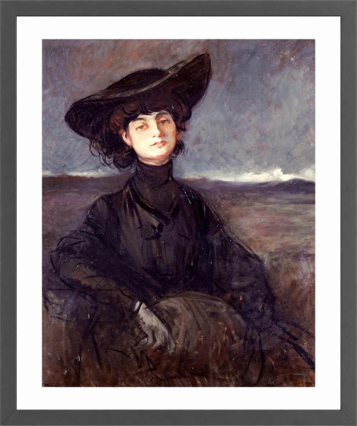 Jean-Louis Forain, Portrait de la comtesse Anna de Noailles (1905) — dark grey frame