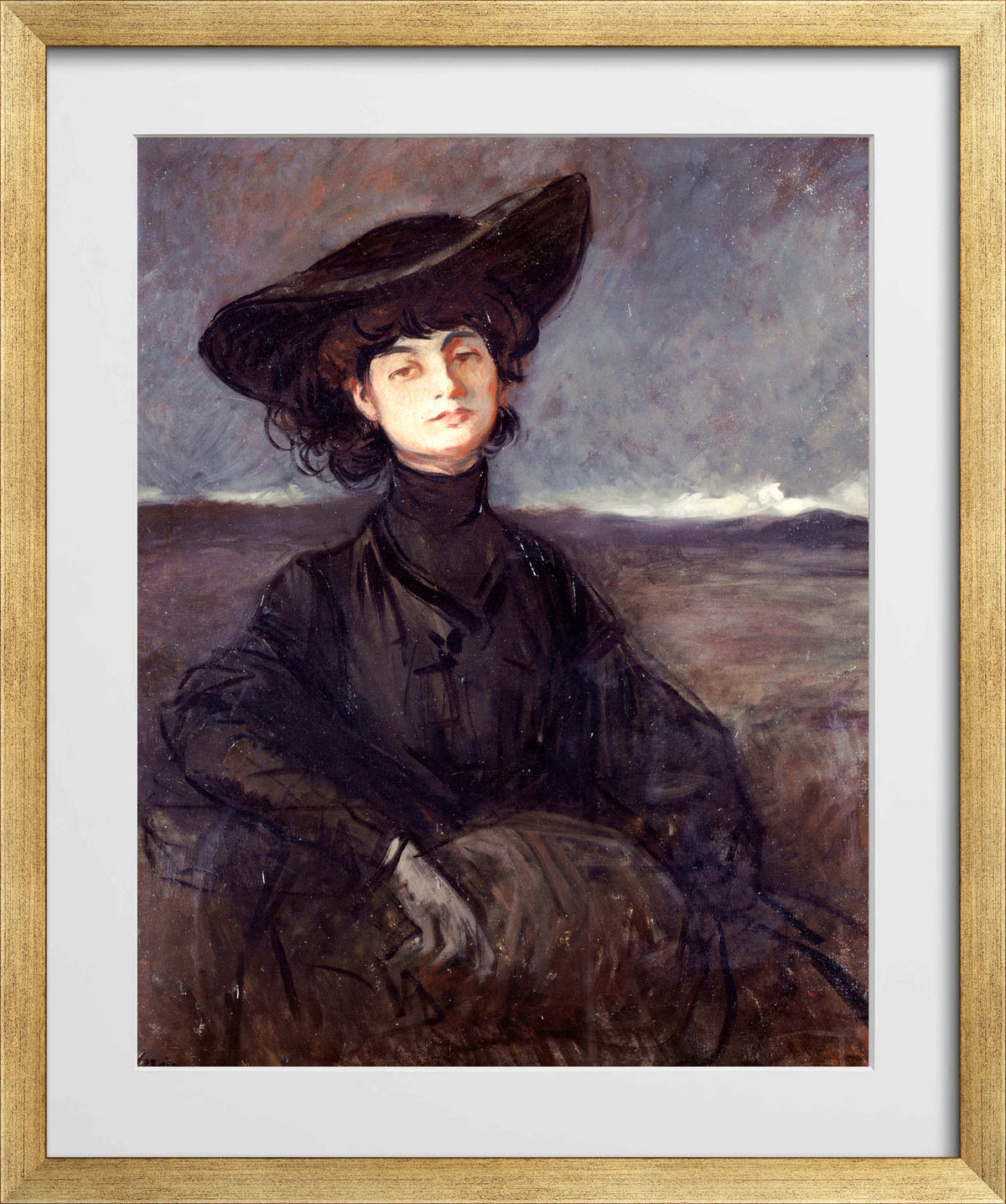 Jean-Louis Forain, Portrait de la comtesse Anna de Noailles (1905) — gold frame