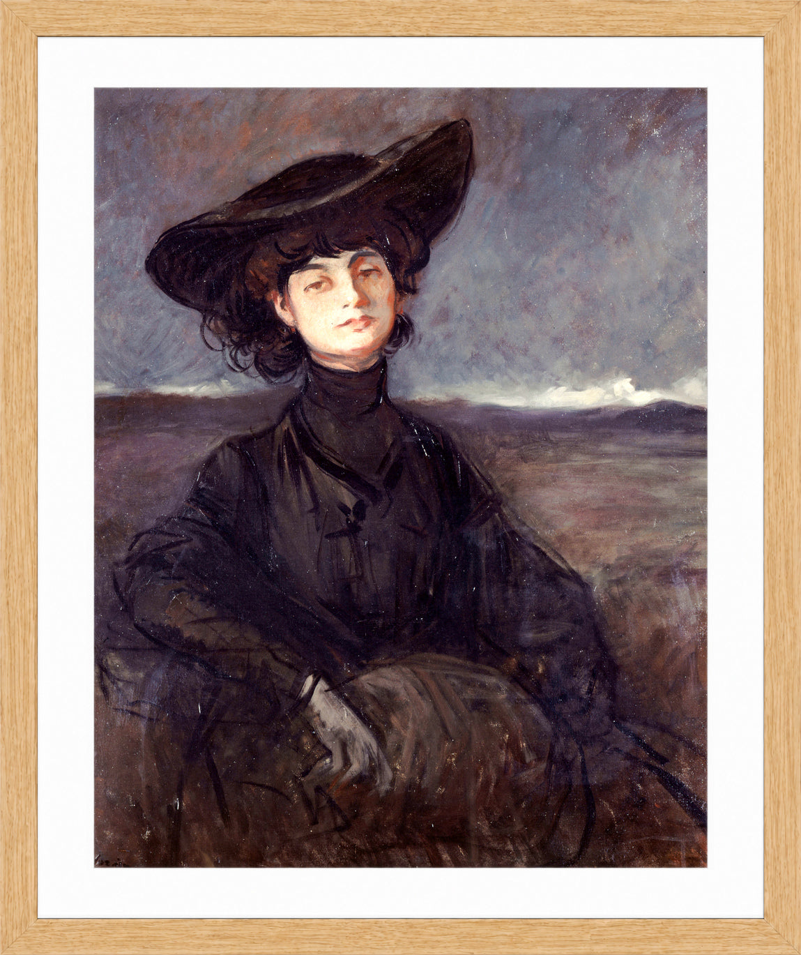 Jean-Louis Forain, Portrait de la comtesse Anna de Noailles (1905) — oak frame