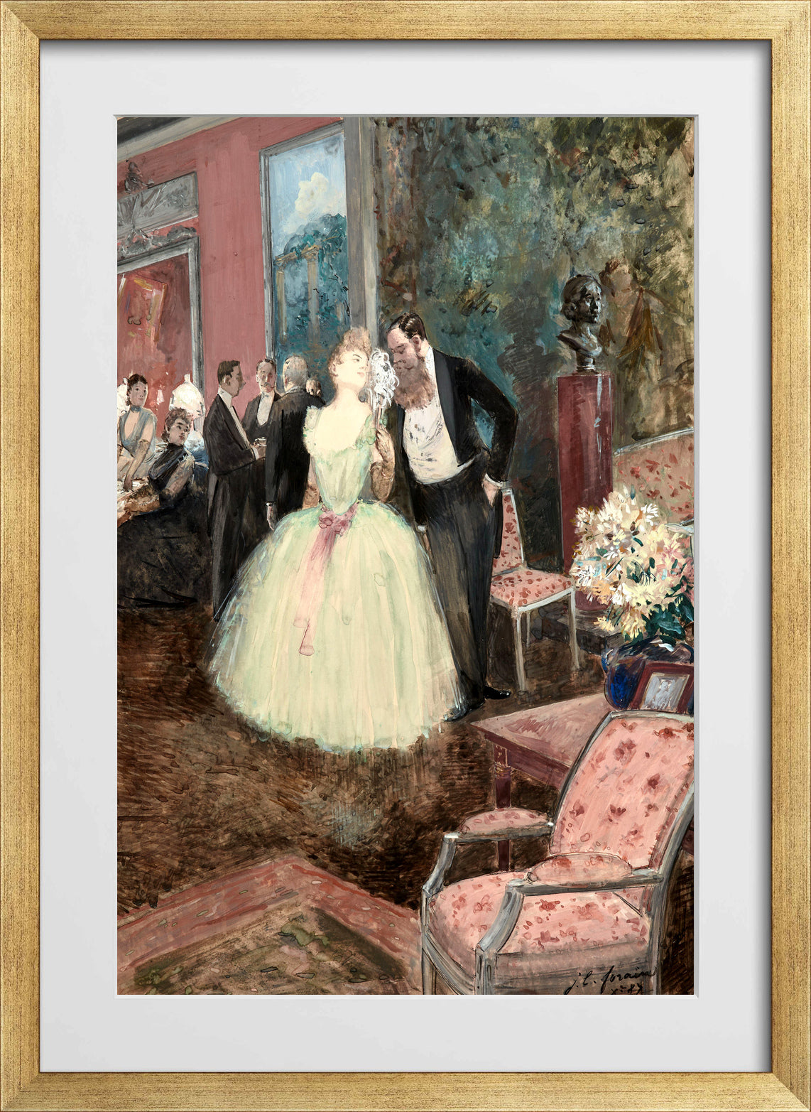 Jean-Louis Forain, Scène de bal (1887) — gold frame