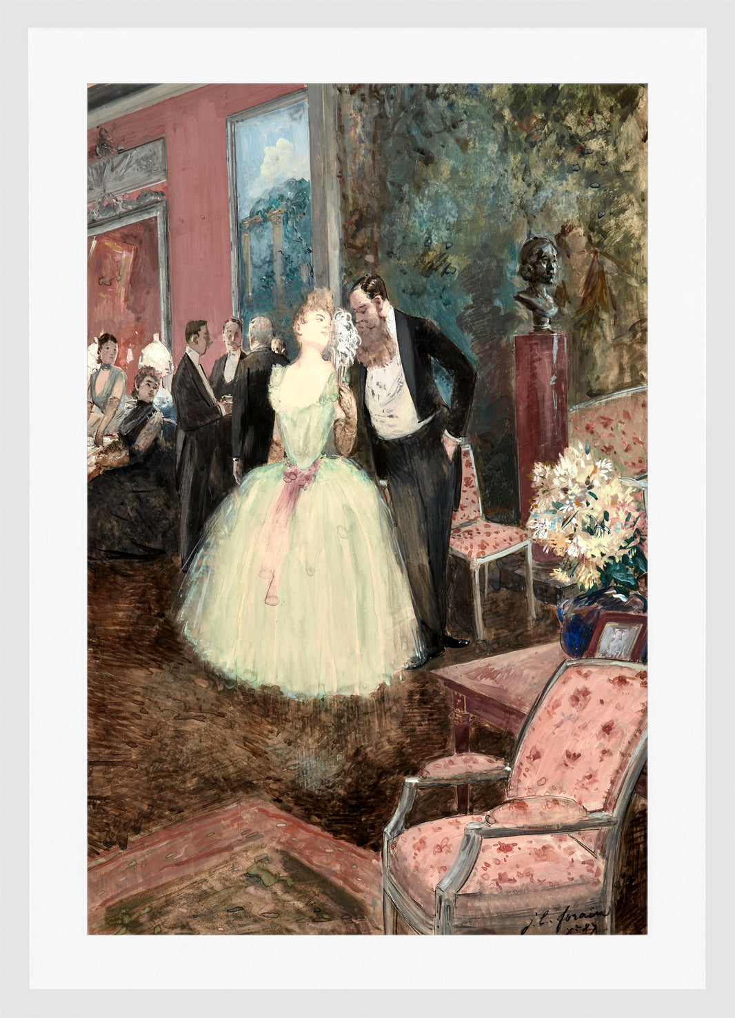 Jean-Louis Forain, Scène de bal (1887) — white frame