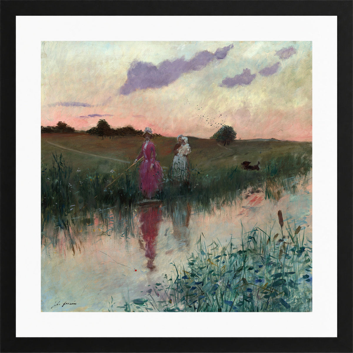 Jean-Louis Forain, The Artist’s Wife Fishing (1896) — black frame