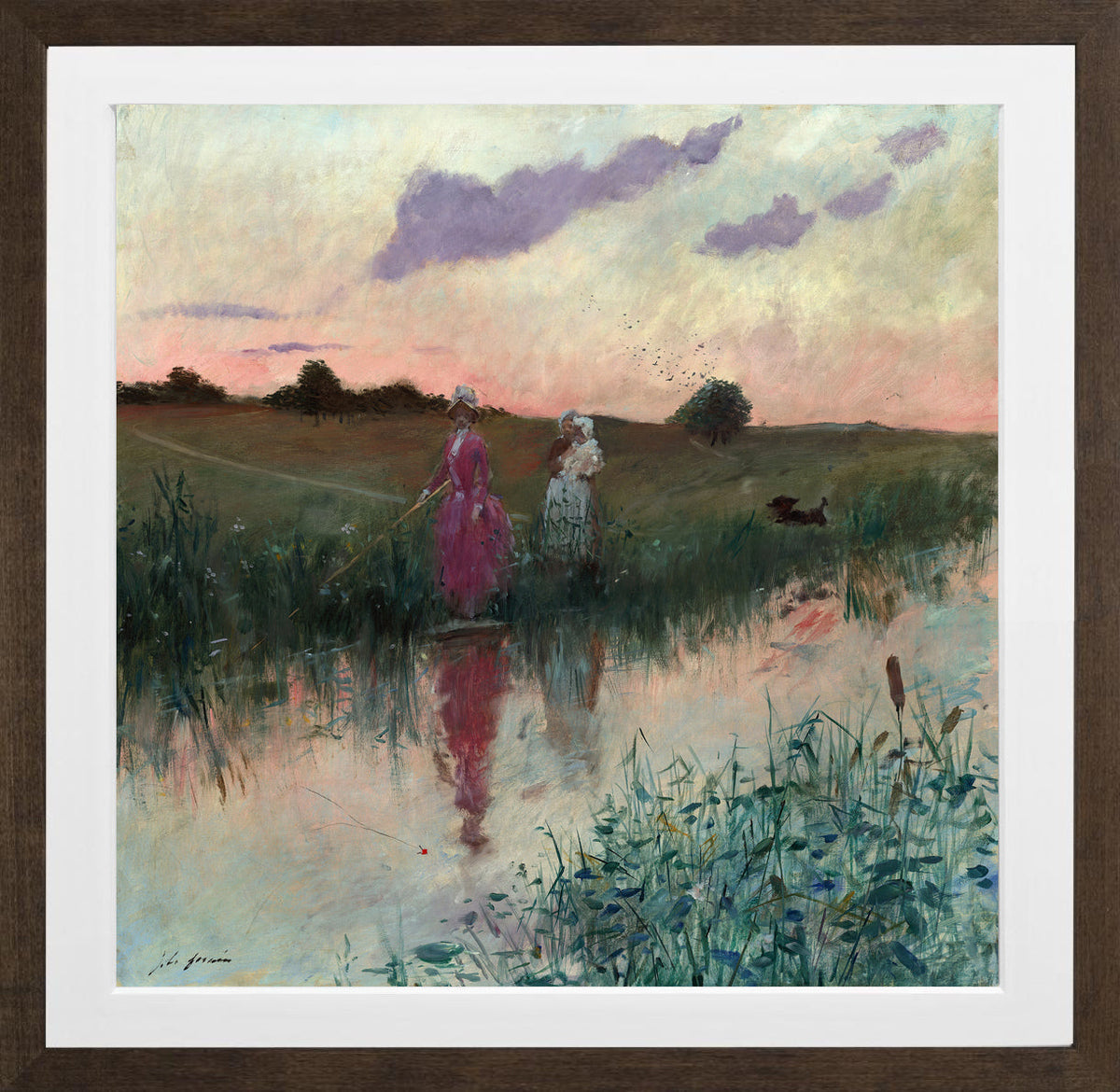 Jean-Louis Forain, The Artist’s Wife Fishing (1896) — brown frame