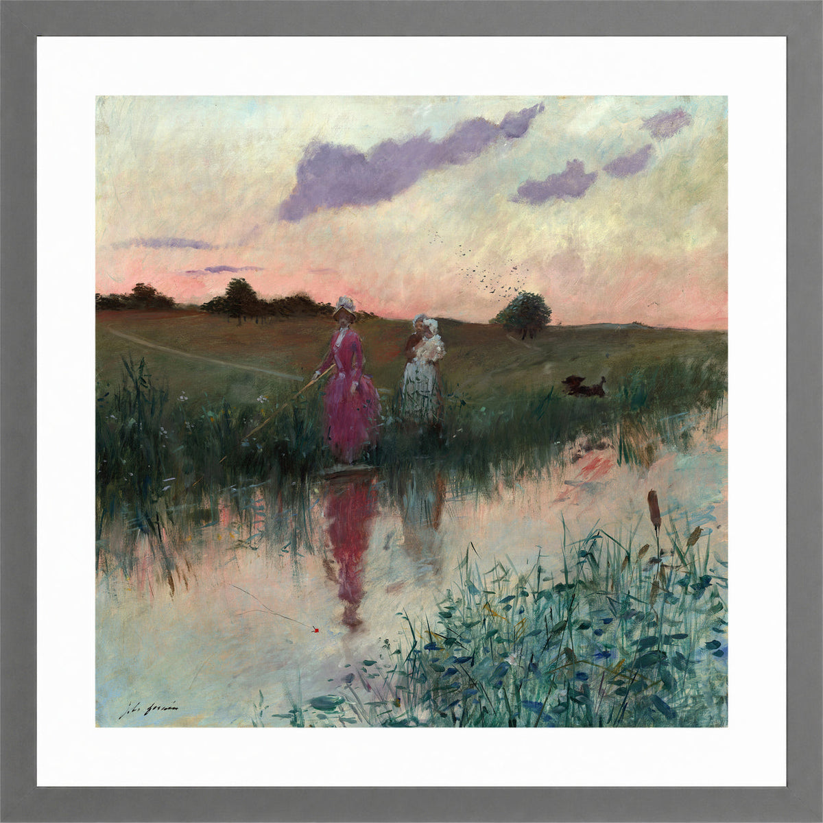 Jean-Louis Forain, The Artist’s Wife Fishing (1896) — light grey frame
