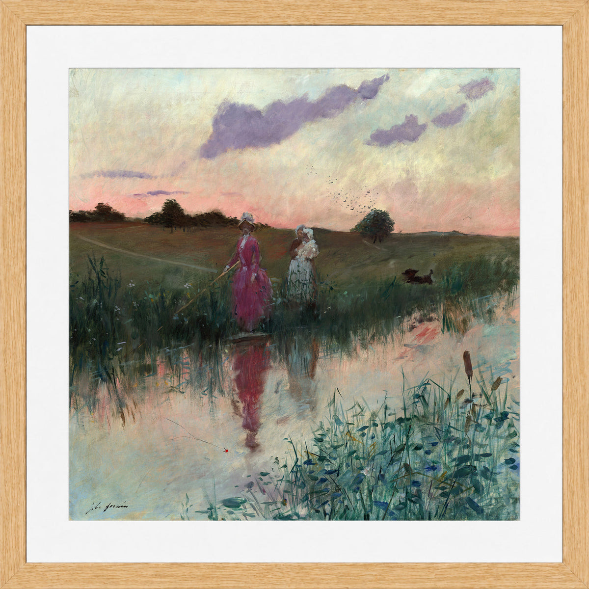 Jean-Louis Forain, The Artist’s Wife Fishing (1896) — oak frame