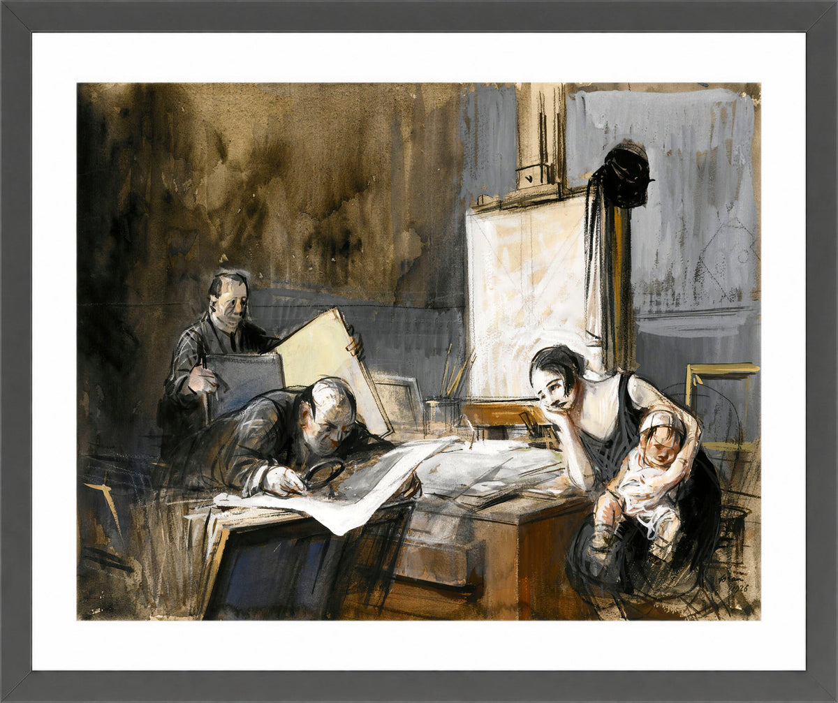 Jean-Louis Forain, The Print Dealer (1926) — dark grey frame