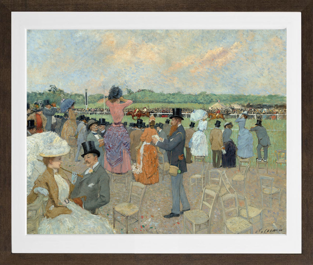 Jean-Louis Forain, The Races at Longchamp (circa 1891) — brown frame