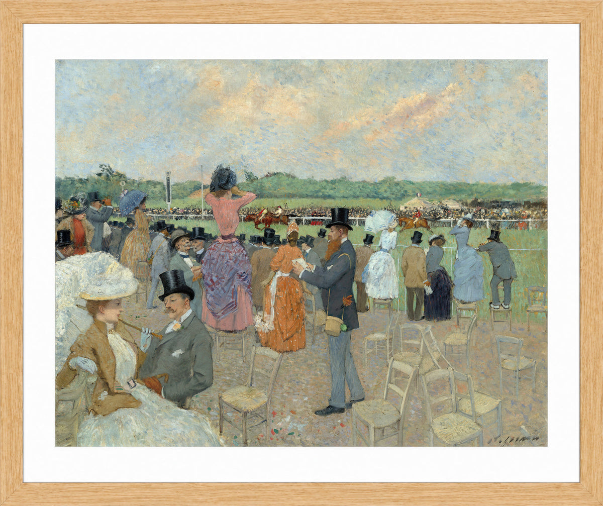 Jean-Louis Forain, The Races at Longchamp (circa 1891) — oak frame