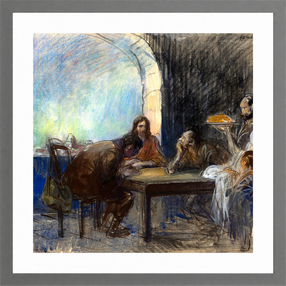 Jean-Louis Forain, The Supper at Emmaus (possibly circa 1912–1913) — light grey frame