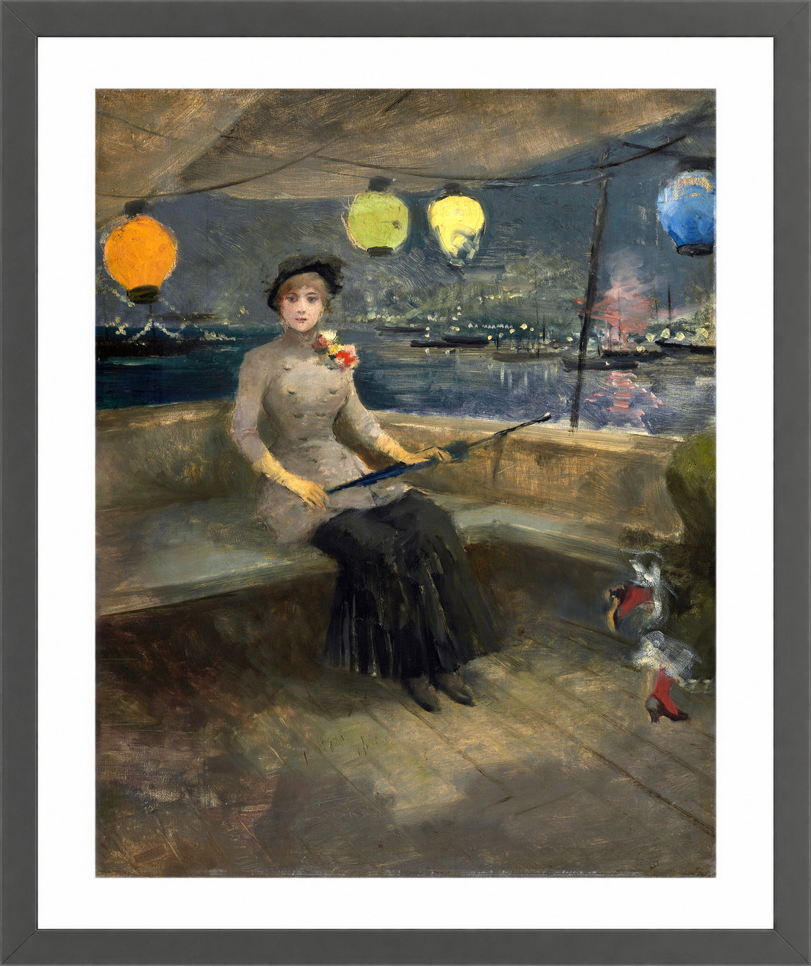 Jean-Louis Forain, Woman on a Yacht — dark grey frame