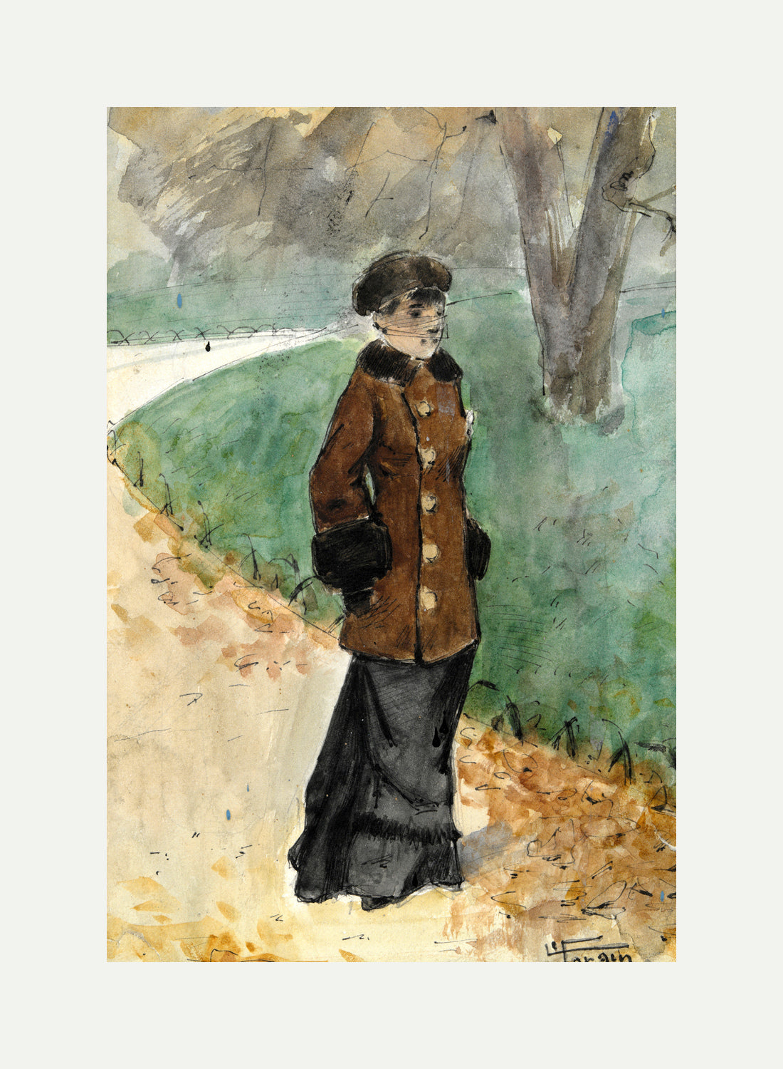 Jean-Louis Forain, Woman Walking (late 19th–early 20th century) — rolled canvas