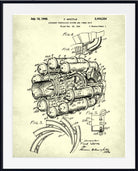 A framed vintage patent print of F. Whittle's 1946 aircraft propulsion system and power unit, shown with a black frame and white mat on a white background.