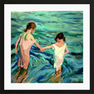 Joaquin Sorolla Print, 001 Niñas_en_el_mar_ Max Size in a black frame