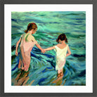 Joaquin Sorolla Print, 001 Niñas_en_el_mar_ Max Size in a dark grey frame