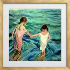 Joaquin Sorolla Print, 001 Niñas_en_el_mar_ Max Size in a gold frame