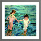 Joaquin Sorolla Print, 001 Niñas_en_el_mar_ Max Size in a light grey frame