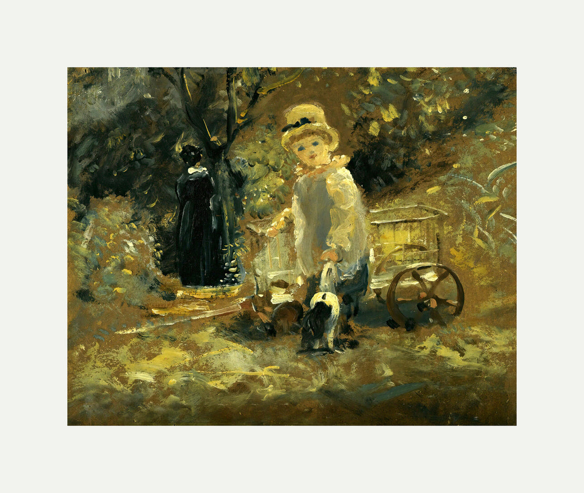 John Constable Print, A Boy With A Toy Cart with an off-white border for rolled canvas