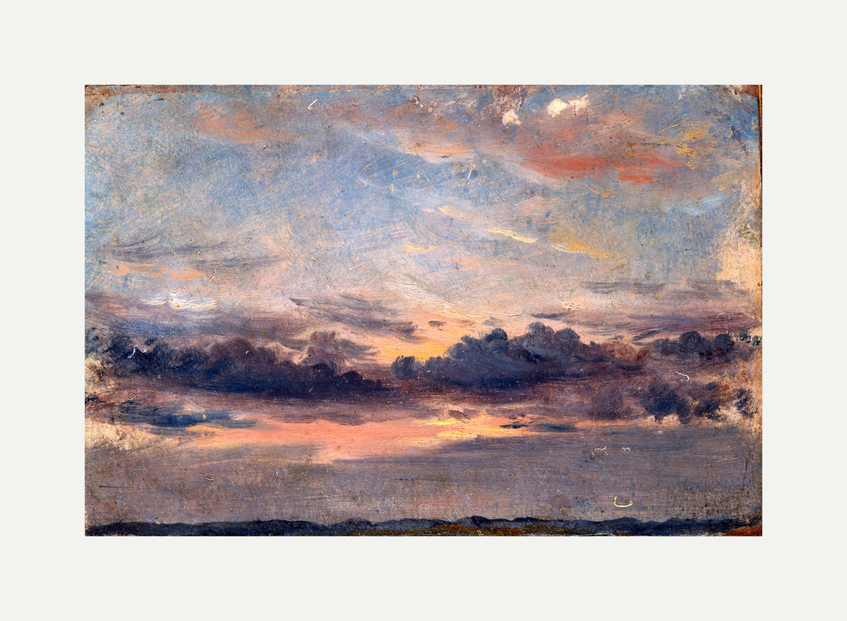 John Constable Print, A Cloud Study, Sunset (ca with an off-white border for rolled canvas