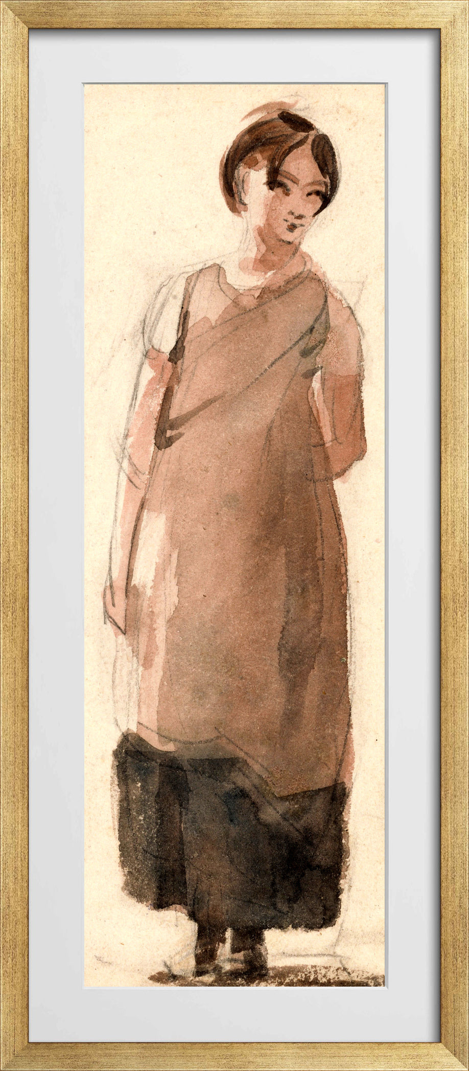 John Constable Print, A Country Girl in the Lake District in a gold frame