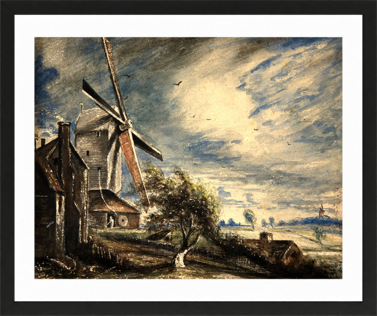 John Constable Print, A Mill Near Colchester (1833) in a black frame