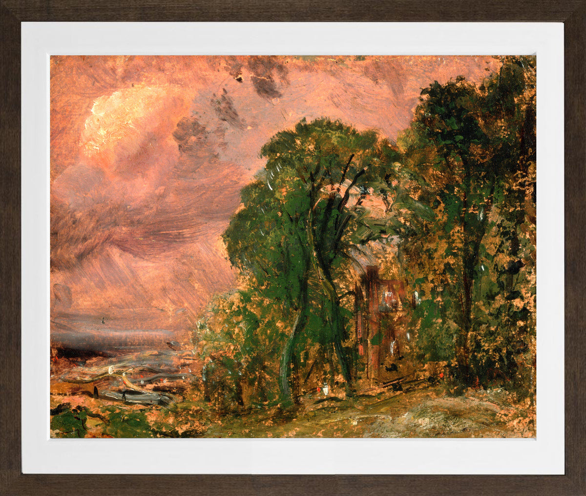 John Constable Print, A View at Hampstead with Stormy Weather (ca in a brown frame