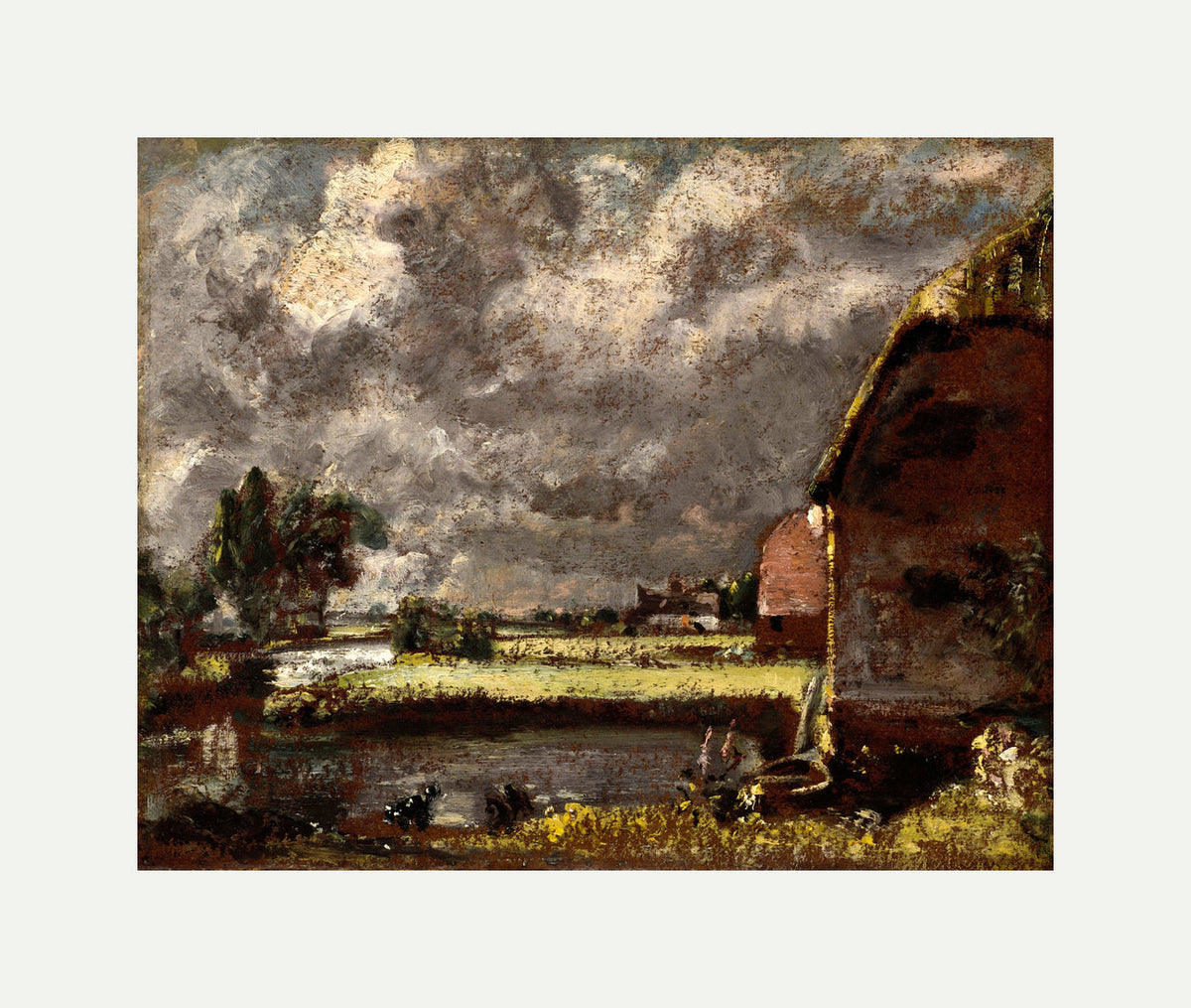 John Constable Print, A View on the Banks of the River Stour with an off-white border for rolled canvas