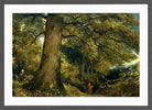 John Constable Print, A Young Girl In A Woodland Landscape in a dark grey frame