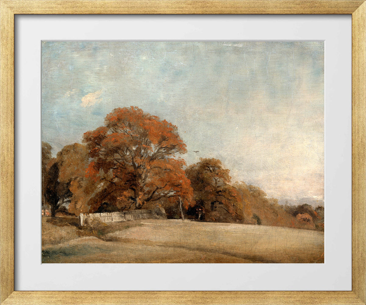 John Constable Print, An Autumnal Landscape at East Bergholt (1805-1808) in a gold frame