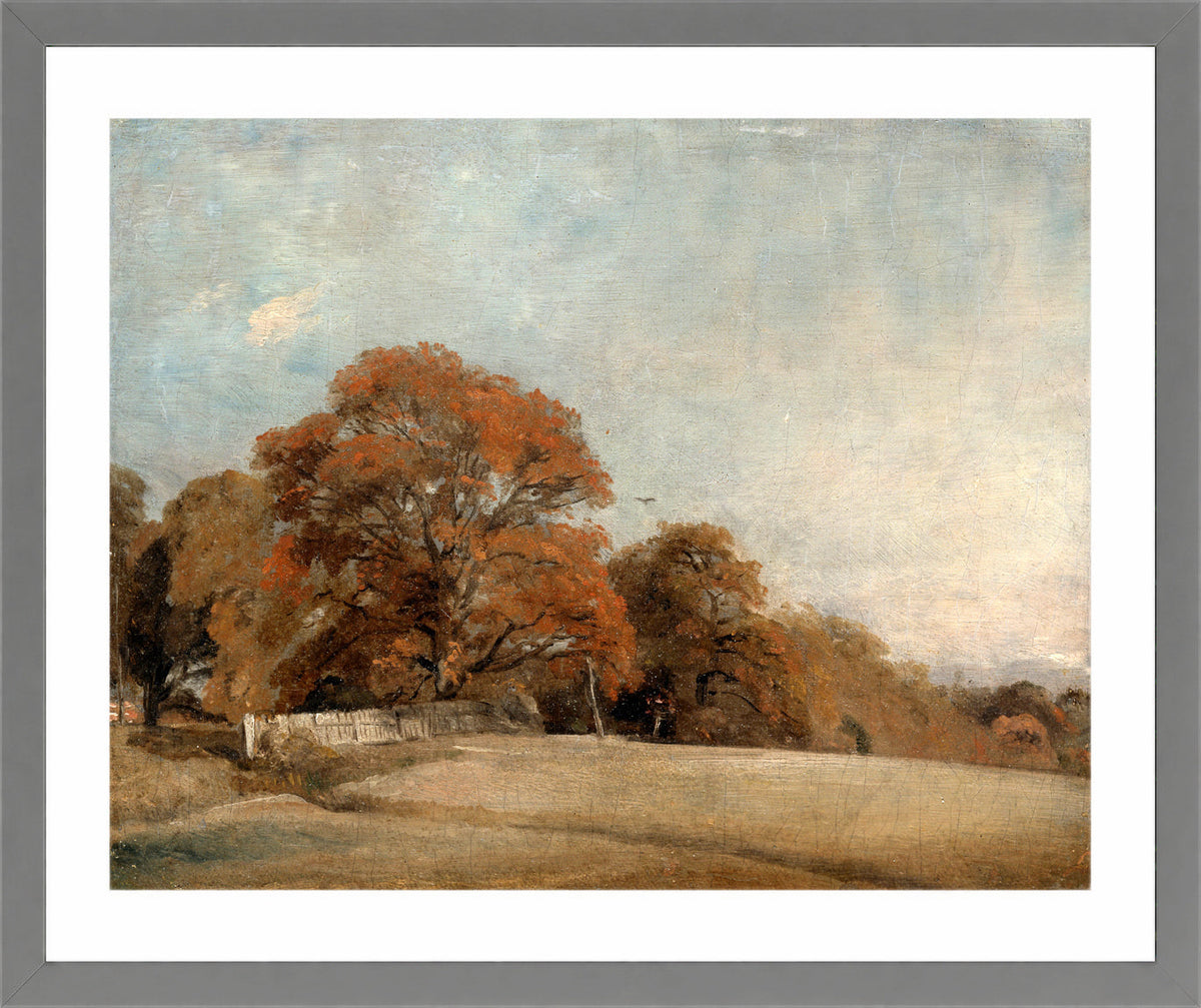 John Constable Print, An Autumnal Landscape at East Bergholt (1805-1808) in a light grey frame