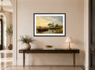 John Constable Print, Barge below Flatford Lock (ca displayed above a console table