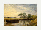 John Constable Print, Barge below Flatford Lock (ca with an off-white border for rolled canvas
