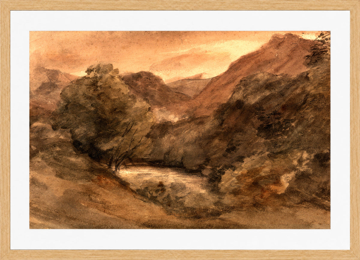 John Constable Print, Borrowdale- Evening after a Fine Day, 1 October 1806 in an oak frame