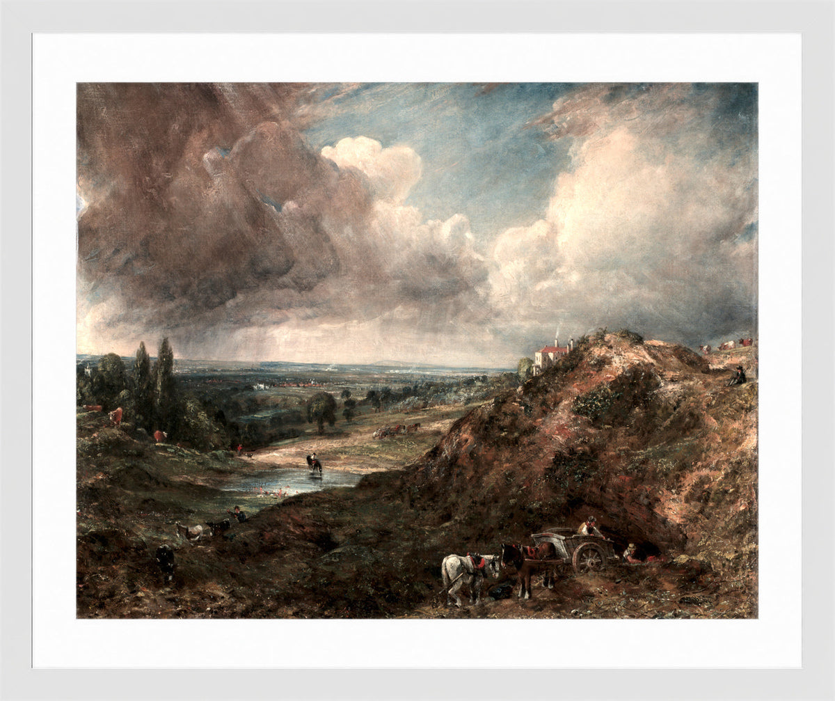 John Constable Print, Branch Hill Pond, Hampstead (1828) in a white frame
