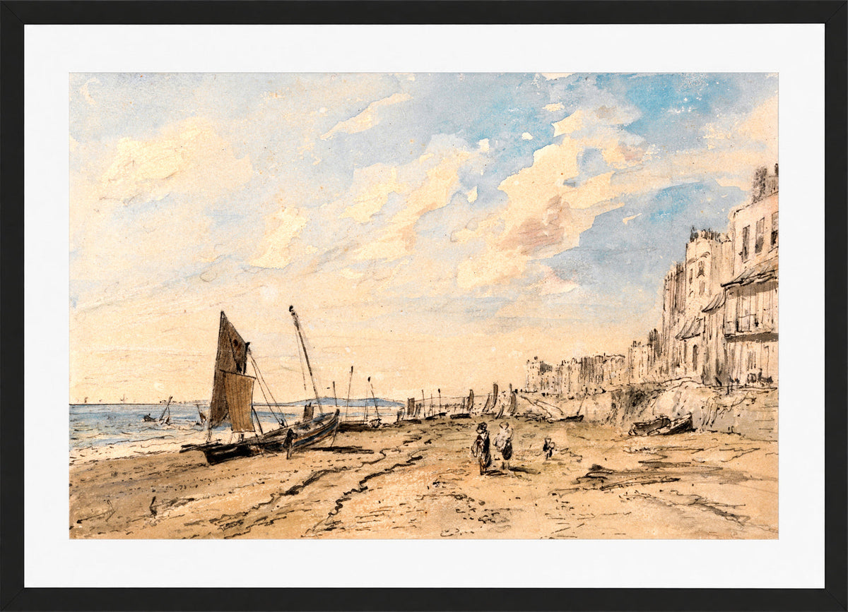John Constable Print, Brighton Beach Looking West in a black frame