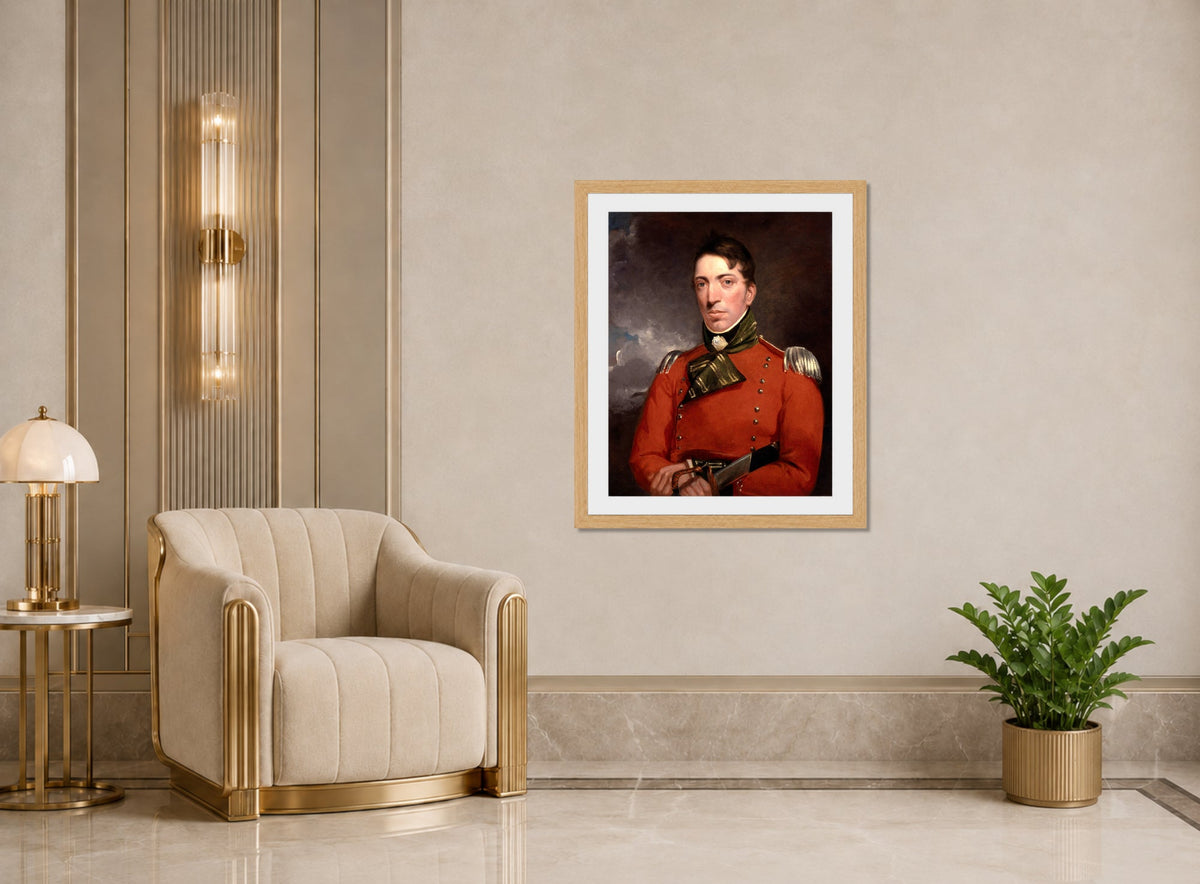 John Constable Print, Captain Richard Gubbins (1804-1805) displayed in an Art Deco interior