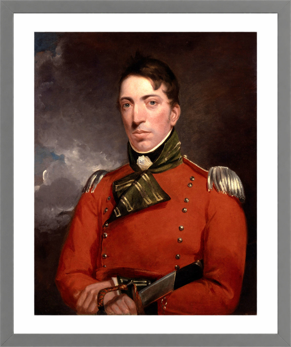 John Constable Print, Captain Richard Gubbins (1804-1805) in a light grey frame