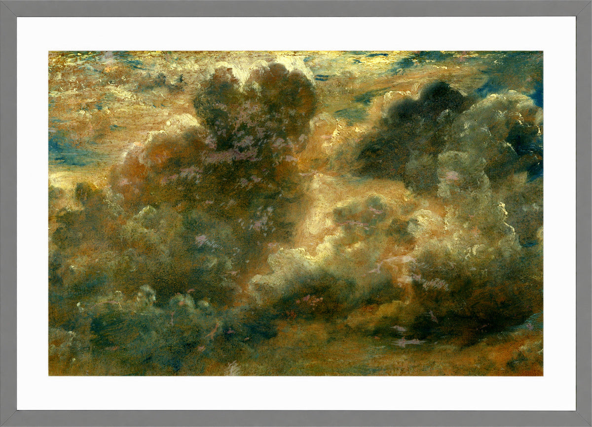 John Constable Print, Cloud Study (1822) in a light grey frame