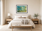 John Constable Print, Cloud Study displayed above a bed