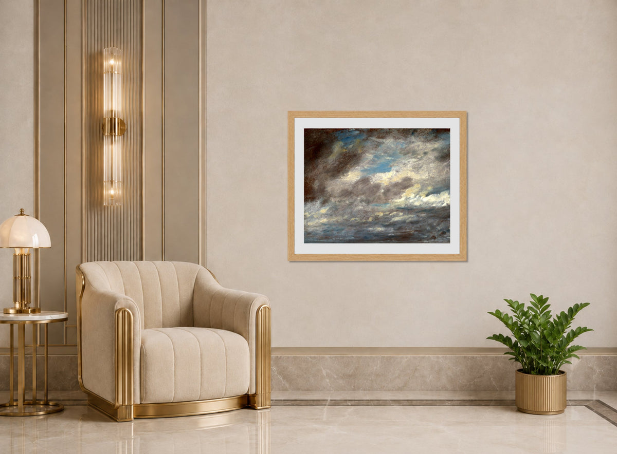 John Constable Print, Cloud Study (ca displayed in an Art Deco interior