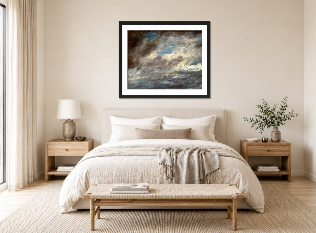 John Constable Print, Cloud Study (ca displayed above a bed